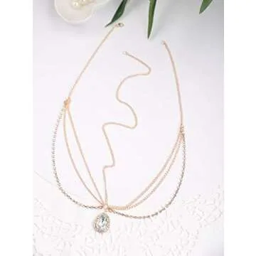 FXmimior Rhinestones Head Chain for Weddings and Proms