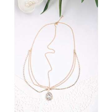 FXmimior Rhinestones Head Chain for Weddings and Proms