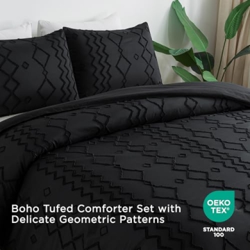 Andency Black Tufted Comforter Set for Luxurious Comfort