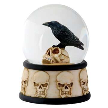 Raven on Skull Water Globe