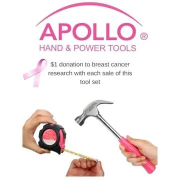 Apollo Tools 135 Piece Household Pink Hand Tools Set with Pivoting Dual-Angle 3.6 V Lithium-Ion Cordless Screwdriver - DT0773N1