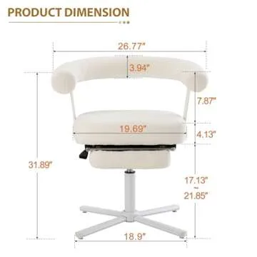 Qulomvs Home Office Desk Chair with Footrest,Vanity Chair with Back,Modern Comfy Makeup Vanity Chair...