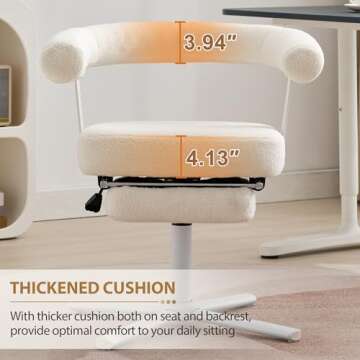 Qulomvs Home Office Desk Chair with Footrest,Vanity Chair with Back,Modern Comfy Makeup Vanity Chair,Cross Legged Desk Chair No Wheels,Swivel Vanity Desk Chair Armchair for Home Office Makeup Room