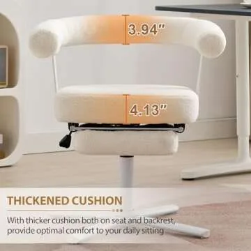 Qulomvs Home Office Desk Chair with Footrest,Vanity Chair with Back,Modern Comfy Makeup Vanity Chair,Cross Legged Desk Chair No Wheels,Swivel Vanity Desk Chair Armchair for Home Office Makeup Room