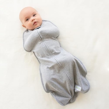 Woombie Original Baby Swaddling Blanket - Soothing, Cotton Baby Swaddle - Wearable Baby Blanket, Twilight Heathered Gray, 5-13 lbs