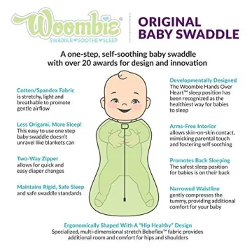 Woombie Original Baby Swaddling Blanket - Soothing, Cotton Baby Swaddle - Wearable Baby Blanket, Twilight Heathered Gray, 5-13 lbs
