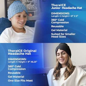 TheraICE Migraine Relief Cap Junior - Soothing Cooling Gel Hat for Headaches