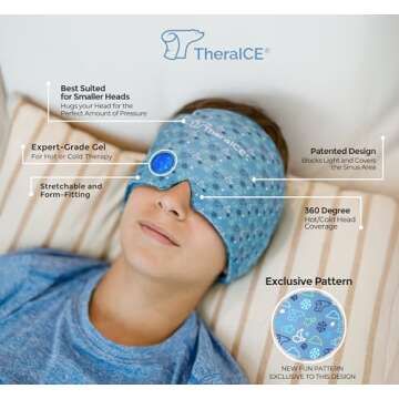 TheraICE Junior Migraine Relief Cooling Gel Cap - Headache Mask