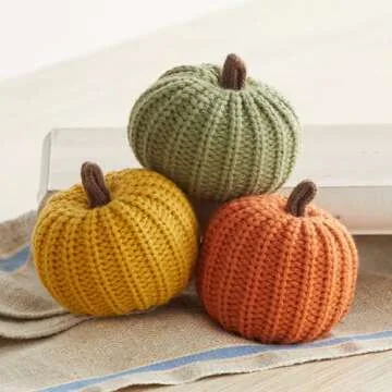 Small Pumpkins - Cozy Knit Home Decor, Bowl Fillers, Shelf Decor Accents, Fall Wedding Decor, Cozy Home, Garland or Ornaments (Small Knit Assorted 12)