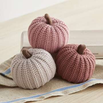 Small Pumpkins - Cozy Knit Home Decor, Bowl Fillers, Shelf Decor Accents, Fall Wedding Decor, Cozy Home, Garland or Ornaments (Small Knit Assorted 12)