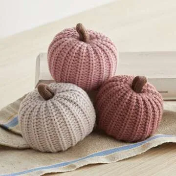 Small Pumpkins - Cozy Knit Home Decor, Bowl Fillers, Shelf Decor Accents, Fall Wedding Decor, Cozy Home, Garland or Ornaments (Small Knit Assorted 12)