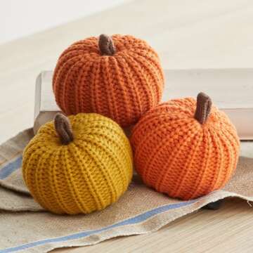 Small Pumpkins - Cozy Knit Home Decor, Bowl Fillers, Shelf Decor Accents, Fall Wedding Decor, Cozy Home, Garland or Ornaments (Small Knit Assorted 12)