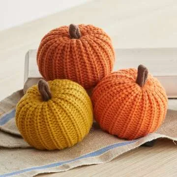 Small Pumpkins - Cozy Knit Home Decor, Bowl Fillers, Shelf Decor Accents, Fall Wedding Decor, Cozy Home, Garland or Ornaments (Small Knit Assorted 12)