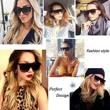 Dollger Oversized Sunglasses for Women Men Flat Top Designer Fashion Retro Sunglasses Frame Shades G...