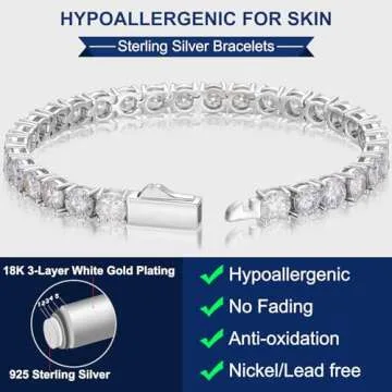 Elegant TUHE Moissanite Tennis Bracelet for Women
