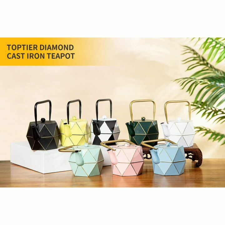 Cast Iron Japanese Teapot - 30 oz Diamond Design