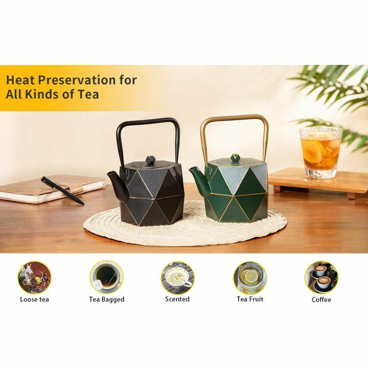 Cast Iron Japanese Teapot - 30 oz Diamond Design