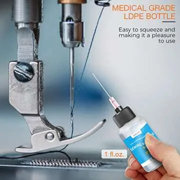 1oz Fine Light Sewing Machine Oil and Lubricant with Needle Tip and Dual-Ended Brush, Commercial & Industrial Mineral Sewing Machine Oil for Lubricating Moving Parts of Textile Machinery, by OAIEGSD