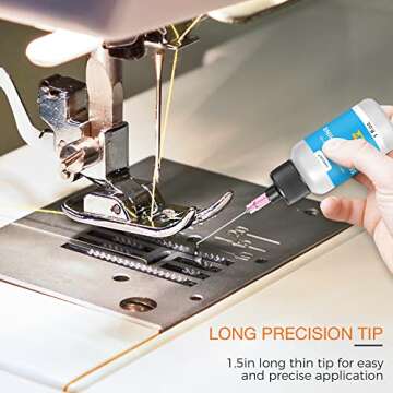 1oz Fine Light Sewing Machine Oil and Lubricant with Needle Tip and Dual-Ended Brush, Commercial & Industrial Mineral Sewing Machine Oil for Lubricating Moving Parts of Textile Machinery, by OAIEGSD