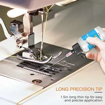 1oz Fine Light Sewing Machine Oil and Lubricant with Needle Tip and Dual-Ended Brush, Commercial & Industrial Mineral Sewing Machine Oil for Lubricating Moving Parts of Textile Machinery, by OAIEGSD