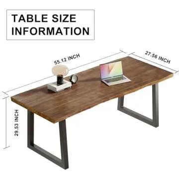 Sihtengxxhongs Solid Wood Computer Desk,Rustic Style 55-inch Large Office Desk- Modern Gaming Working for Home Office, Modern Simple Design, Ideal for Study, Writing, Dining
