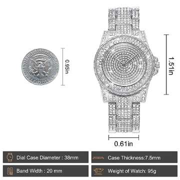 ManChDa Diamond Watch Silver Watch Women Iced Out Watch Bling Rhinestone Watches Women Full Diamonds Watch Quartz Crystal Stainless Steel Watch Women Wrist Watch Lady Watch
