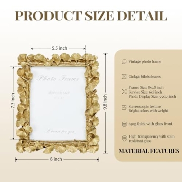 Vintage Gold VAN GOGH ART 6x8 Picture Frame Hand-Crafted Resin