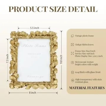 Vintage Gold VAN GOGH ART 6x8 Picture Frame Hand-Crafted Resin