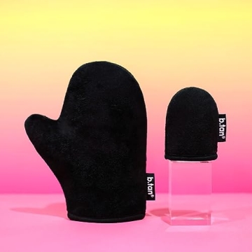 b.​tan Face + Body Self Tanning Mitt Kit | Face & Body Mitt Bundle - Streak-Free, Velvety Soft, Reusable & Washable Self Tanner Mitt for Sunless Tan, Body Lotion, Tanning Lotion, Sprays, & Gels
