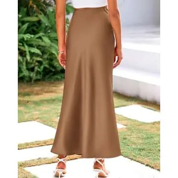 BTFBM Women's Elegant Satin Maxi Skirt for Parties