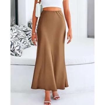 BTFBM Women's Elegant Satin Maxi Skirt for Parties