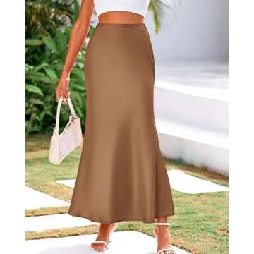 BTFBM Women's Elegant Satin Maxi Skirt for Parties