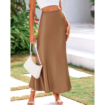 BTFBM Women's Elegant Satin Maxi Skirt for Parties