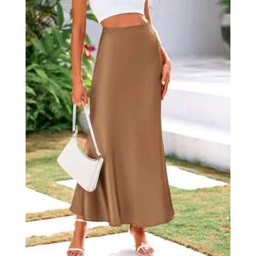 BTFBM Women's Elegant Satin Maxi Skirt for Parties