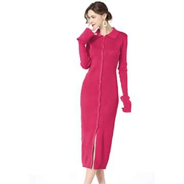 Button Down Bodycon Sweater Dress - Perfect Winter Style