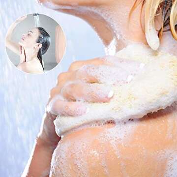 3 Pack Large Natural Exfoliating Loofah Sponges (9.1-10.6" Length)- Organic Spa Skin Care Cleansing Exfoliation Sponge Loofahs Luffa Loofa for Bath Shower Body Back Scrubber