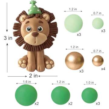 Lion Safari Jungle Animal Cake Toppers for Baby Shower Wild Themed Birthday Party Decorations (Ball)