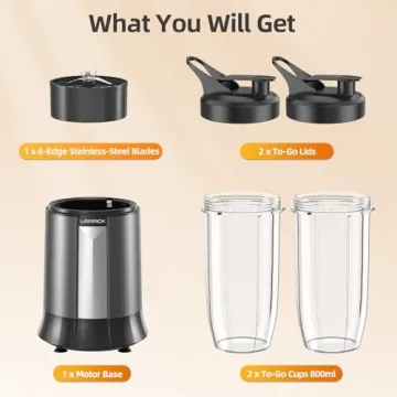 Lampick 1300W Personal Blender for Smoothies and Shakes