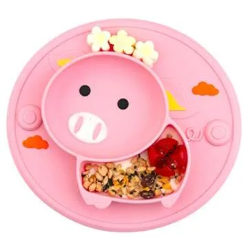 Colorful Silicone Baby Plate with Suction for Easy Feeding