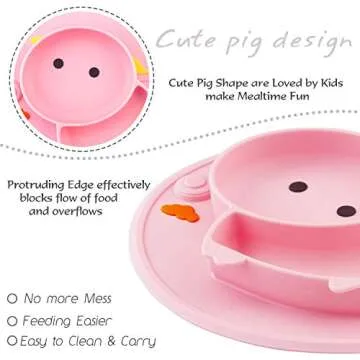 Colorful Silicone Baby Plate with Suction for Easy Feeding