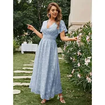 Simplee Boho Floral V Neck Maxi Dress for Women