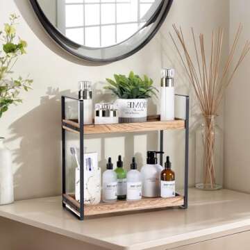 Giftacity 2-Tier Countertop Organizer for Bathroom Counter Wood Bathroom Counter Organizers Shelf Co...