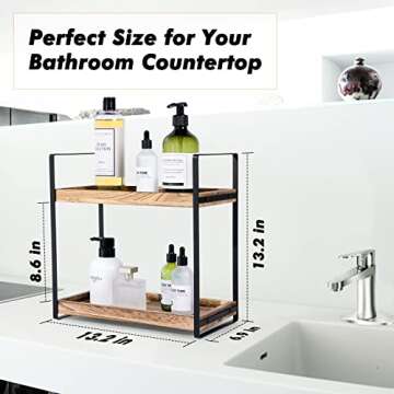 Giftacity 2-Tier Countertop Organizer for Bathroom Counter Wood Bathroom Counter Organizers Shelf Cosmetic Storage, Standing Vanity Tray for Room Organization and Decor