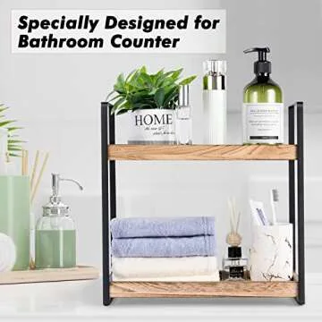 Giftacity 2-Tier Countertop Organizer for Bathroom Counter Wood Bathroom Counter Organizers Shelf Cosmetic Storage, Standing Vanity Tray for Room Organization and Decor