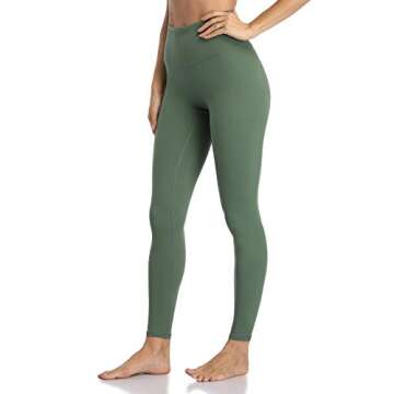 YUNOGA Women's Ultra Soft High Waisted Seamless Leggings Tummy Control Yoga Pants (XS, Army Green)