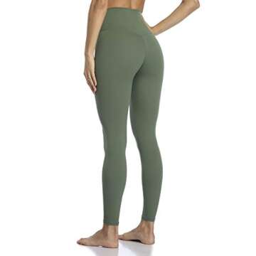 YUNOGA Women's Ultra Soft High Waisted Seamless Leggings Tummy Control Yoga Pants (XS, Army Green)