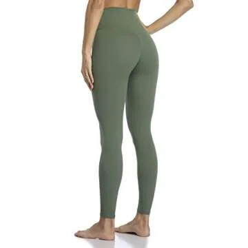 YUNOGA Women's Ultra Soft High Waisted Seamless Leggings Tummy Control Yoga Pants (XS, Army Green)