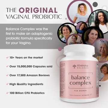 Balance Complex 17-in-1 Vaginal Health 100 Billion Probiotics for Women pH Balance with Cranberry & ...