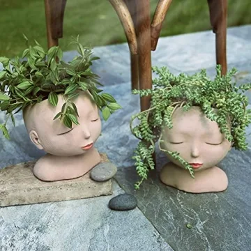 Unique YIKUSH Female Face Planter for Indoor Outdoor Use