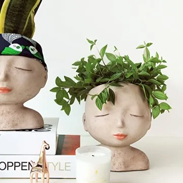 Unique YIKUSH Female Face Planter for Indoor Outdoor Use